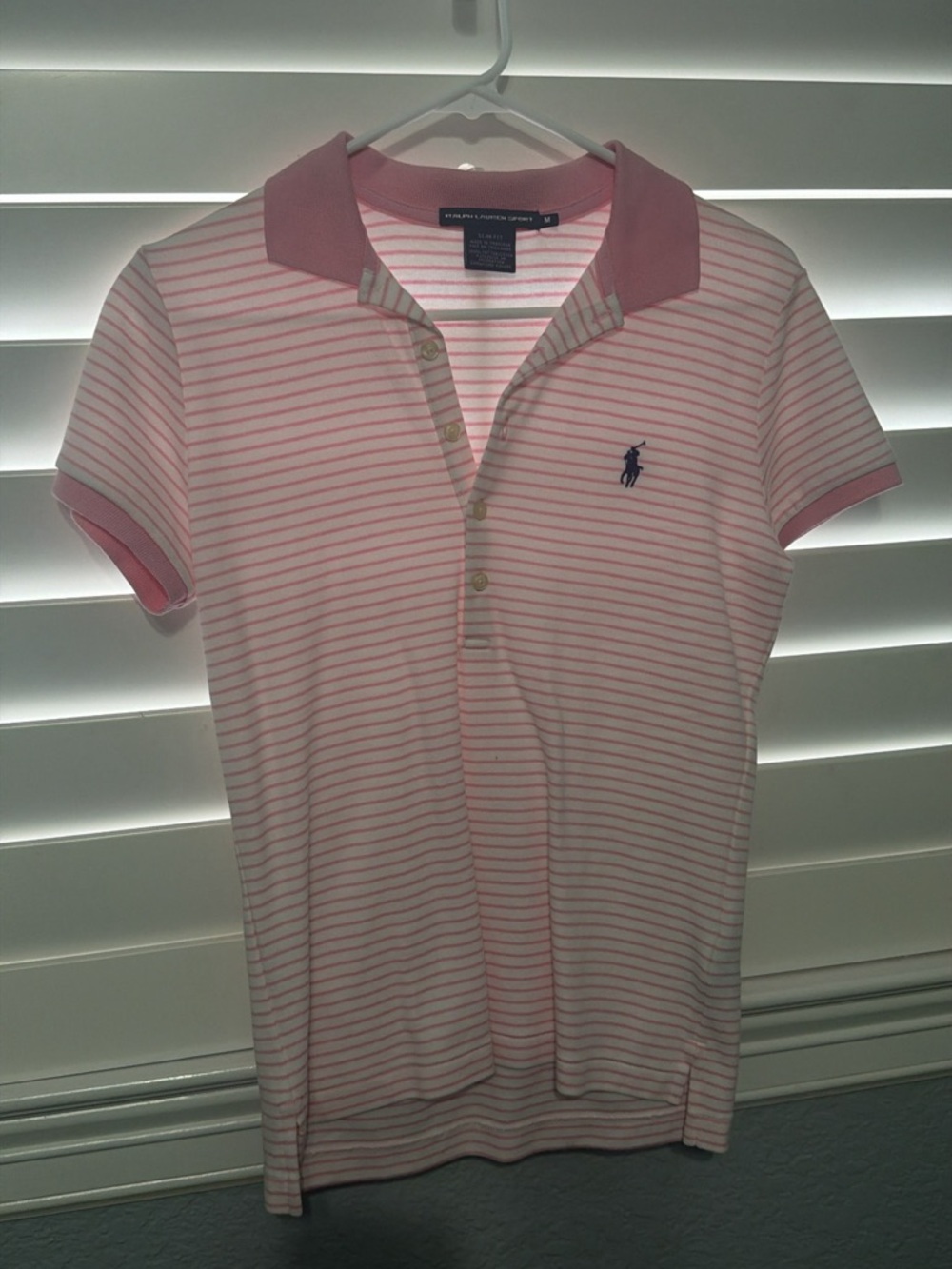 Ralph Lauren Sport Pink and White Striped Polo